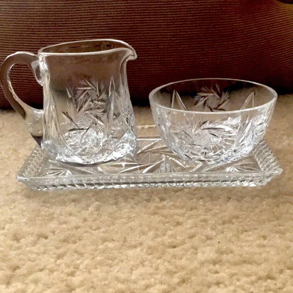 Cut glass / crystal vintage Cream & Sugar set